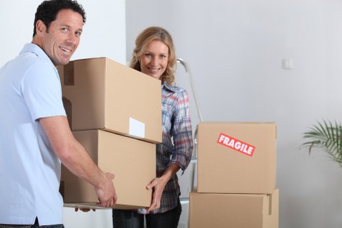 Strong cardboard boxes stacked for a home move in Harringay