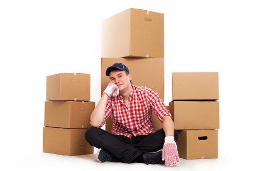 Packed boxes and furniture ready for transport by house removalists in Harringay